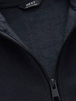 Donkerblauw - Effen hoodie met doorlopende rits (3-16 jr)