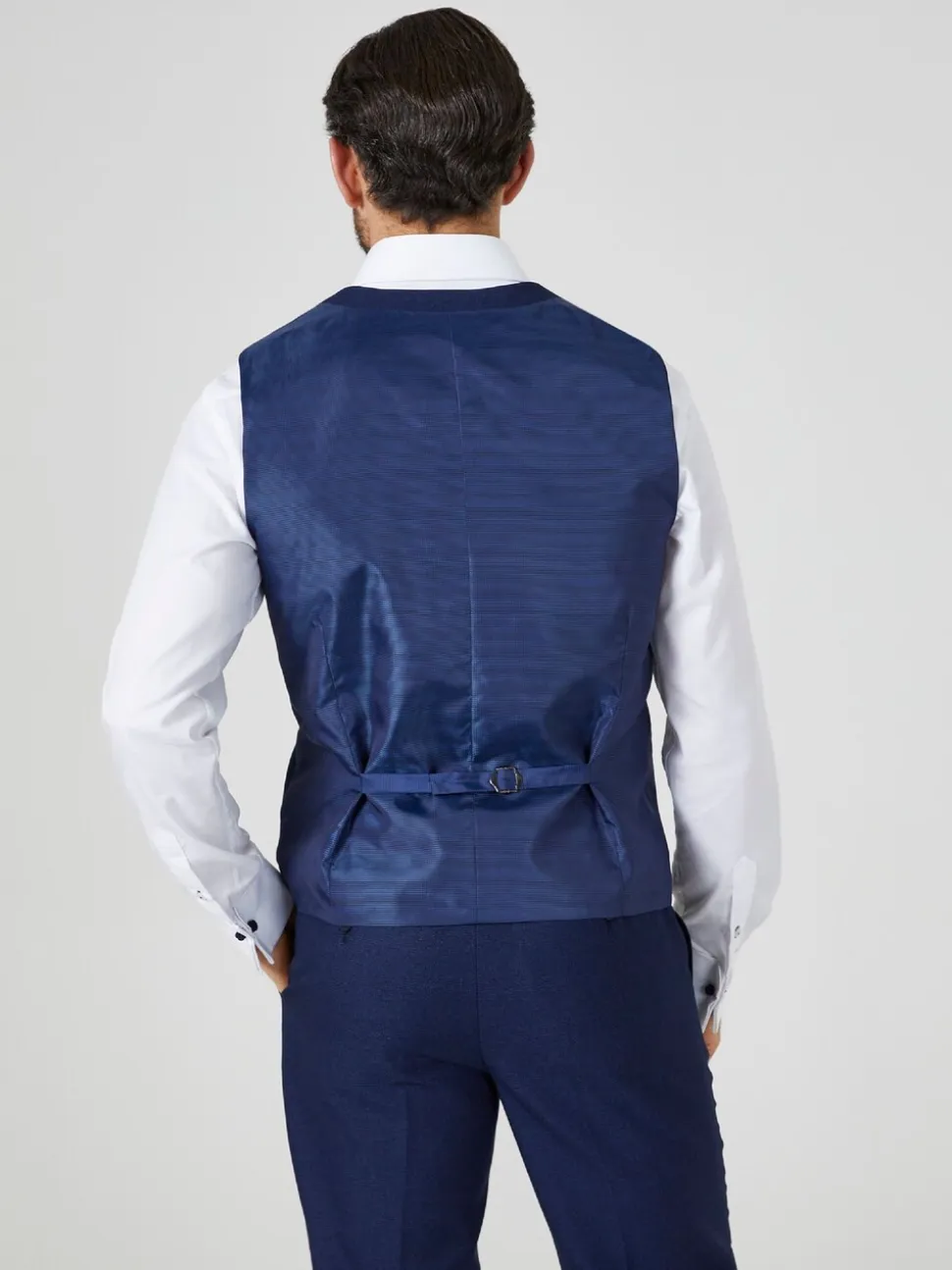 Donkerblauw - Enkele knoop - Skopes Harcourt gilet maatpak met enkel rij knopen