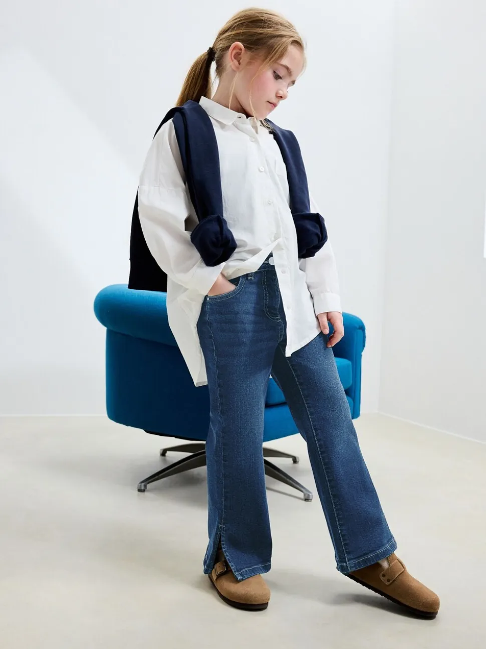 Donkerblauw - Flare jeans (3-16 jr)