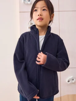 Donkerblauw - Fleece jack met rits en zakken (3-16 jr)