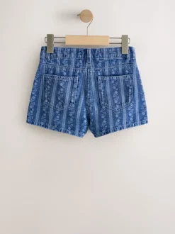 Donkerblauw - Floral Denim Shorts (3-16yrs)