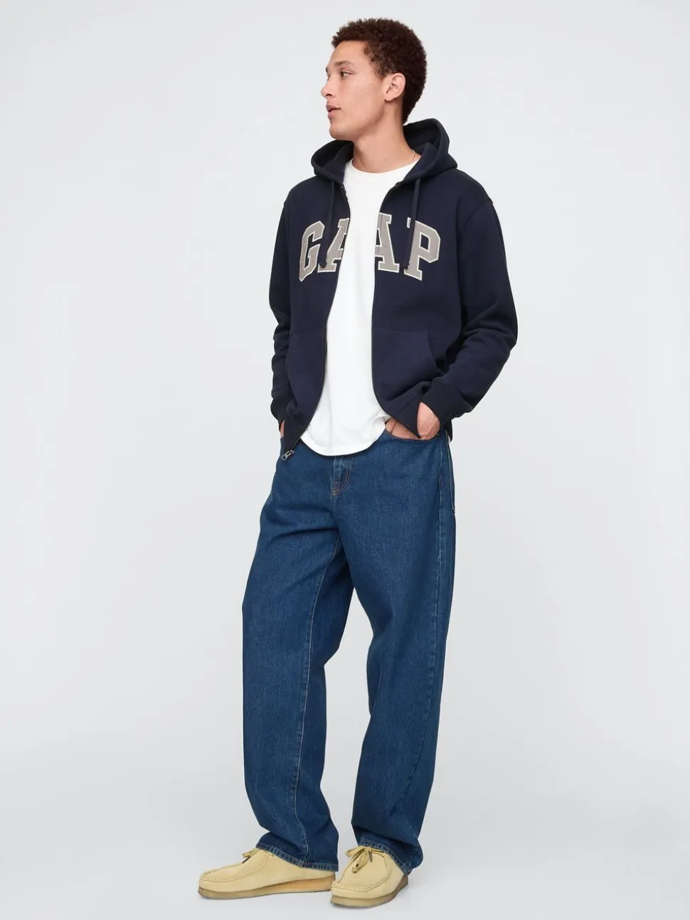 Donkerblauw - Gap VintageSoft Arch Logo Full Zip Hoodie