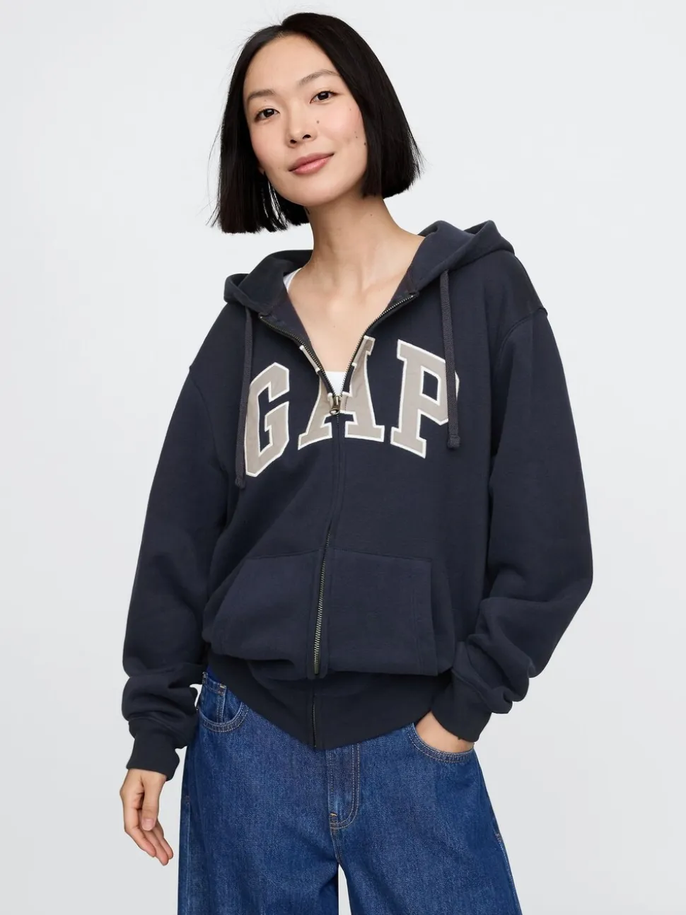 Donkerblauw - Gap VintageSoft Arch Logo Full Zip Hoodie