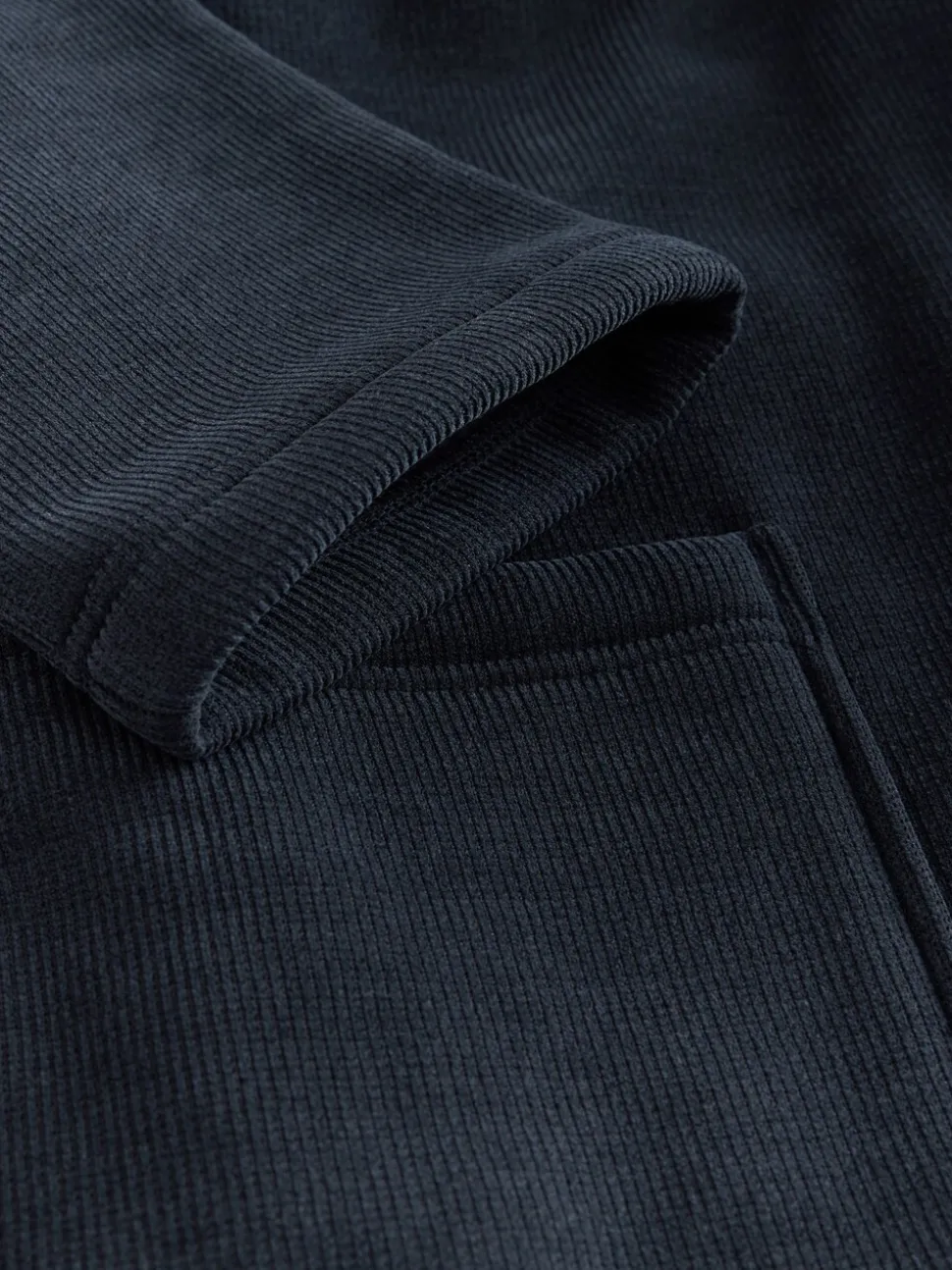 Donkerblauw - Geribbelde kamerjas met textuur