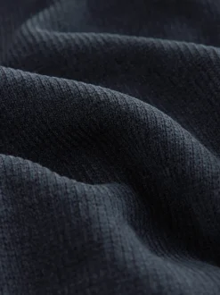 Donkerblauw - Geribbelde kamerjas met textuur