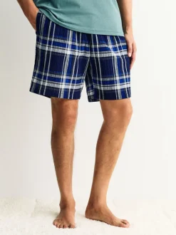 Donkerblauw - Geruite pyjama met korte mouwen