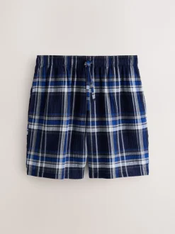 Donkerblauw - Geruite pyjama met korte mouwen