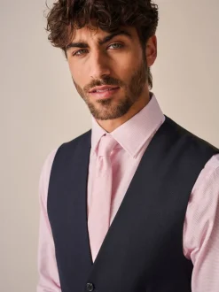 Donkerblauw - Herenvest met textuur