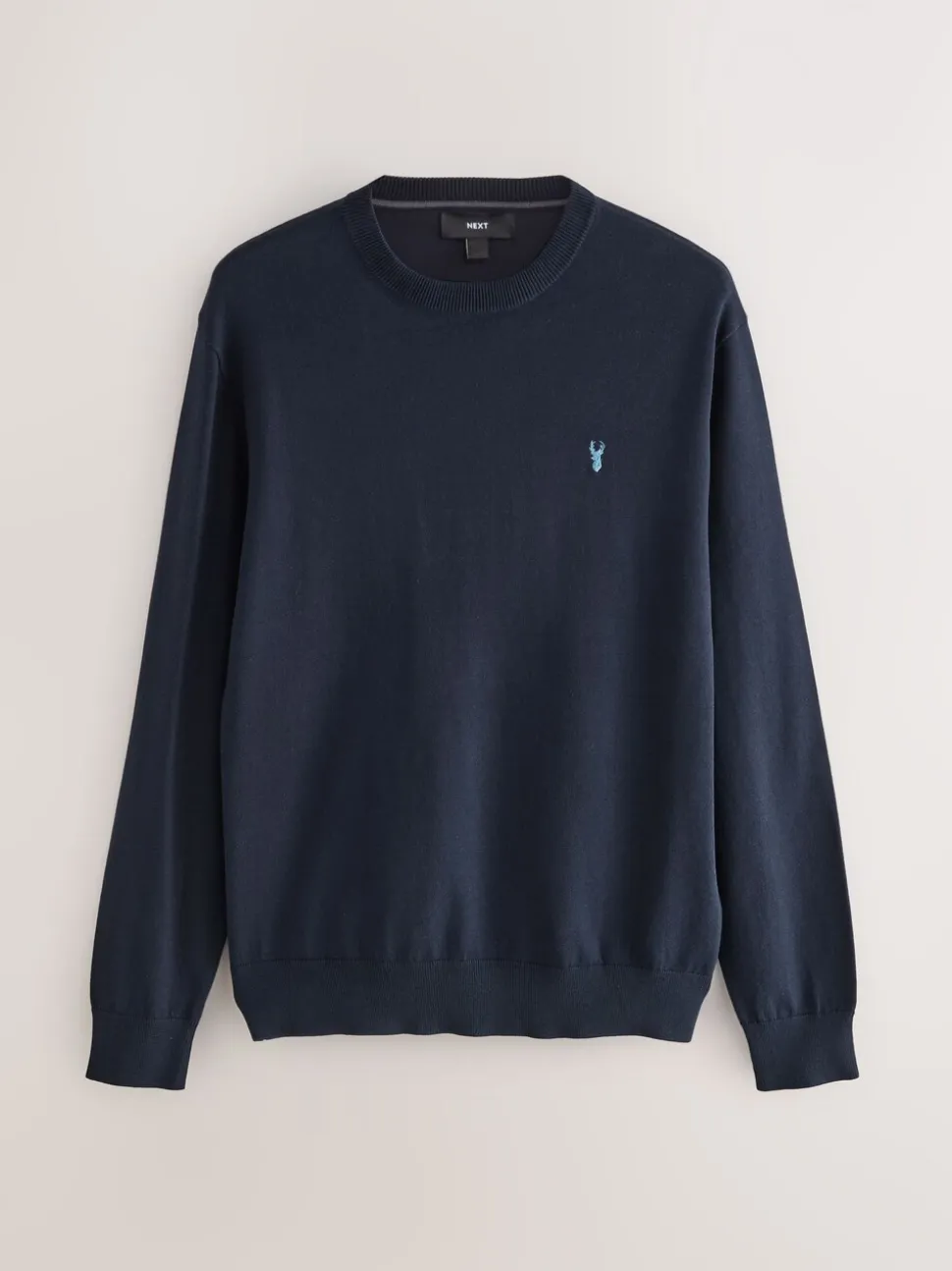 Donkerblauw - Hertlogo - Regular Fit Cotton Rich Crew Neck Jumper
