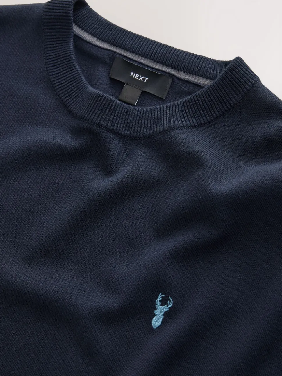 Donkerblauw - Hertlogo - Regular Fit Cotton Rich Crew Neck Jumper