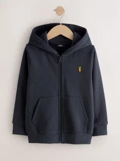 Donkerblauw - Hoodie met logo en ritssluiting (3-16jr)