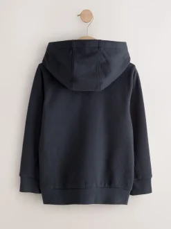 Donkerblauw - Hoodie met logo en ritssluiting (3-16jr)