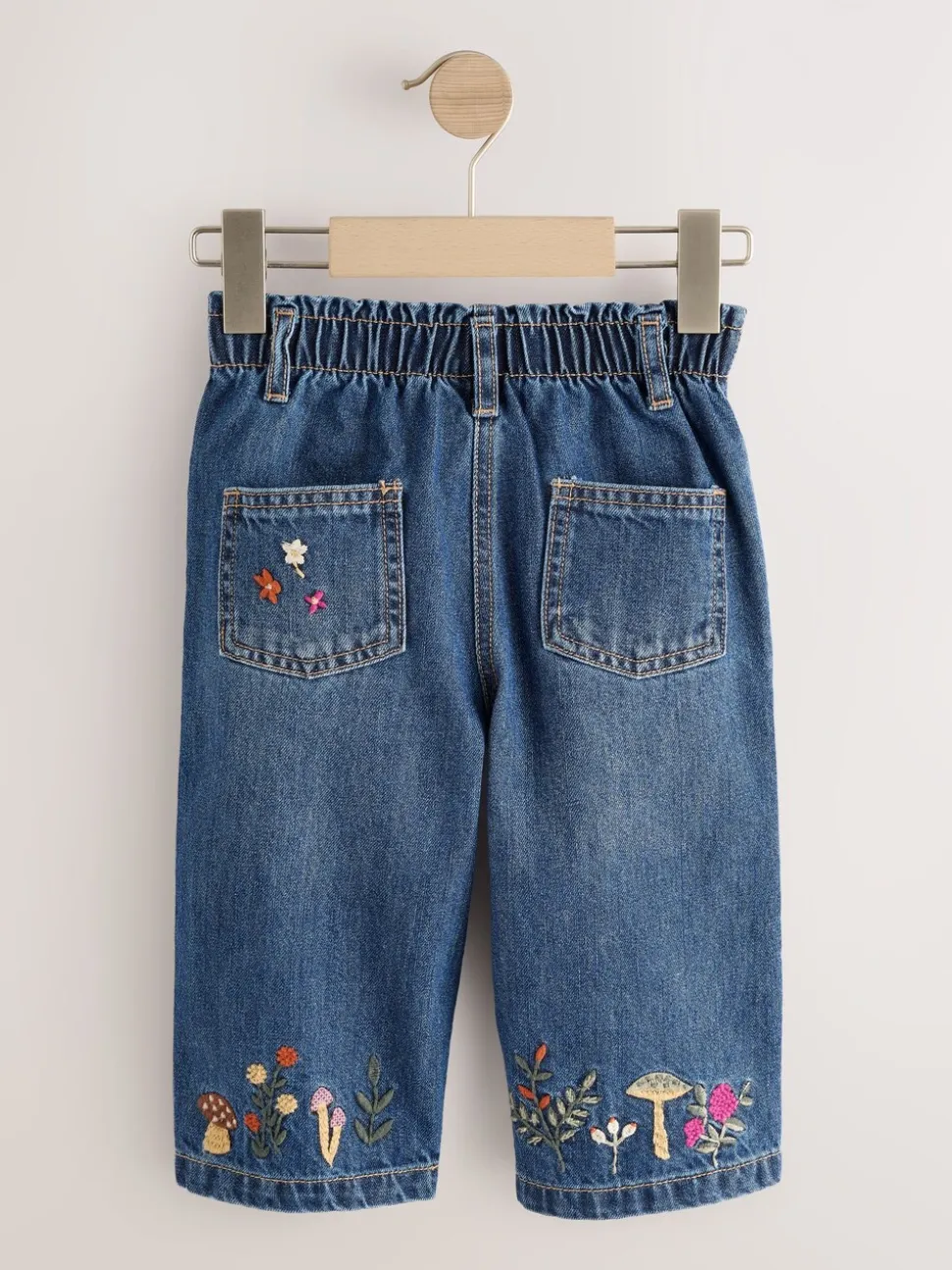 Donkerblauw - Jeans met muizenborduursel (3mnd -7jr)