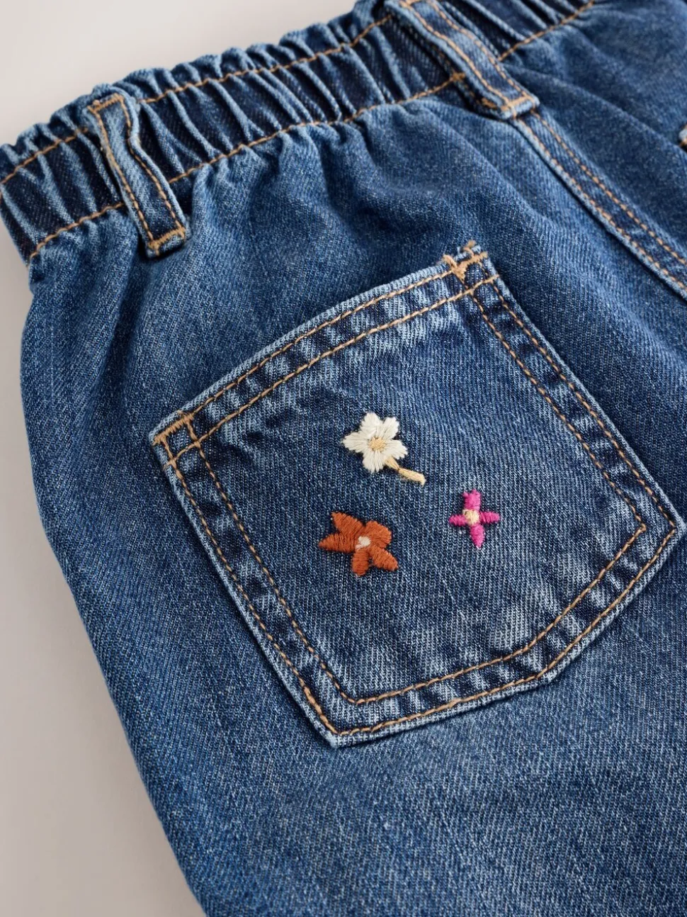 Donkerblauw - Jeans met muizenborduursel (3mnd -7jr)