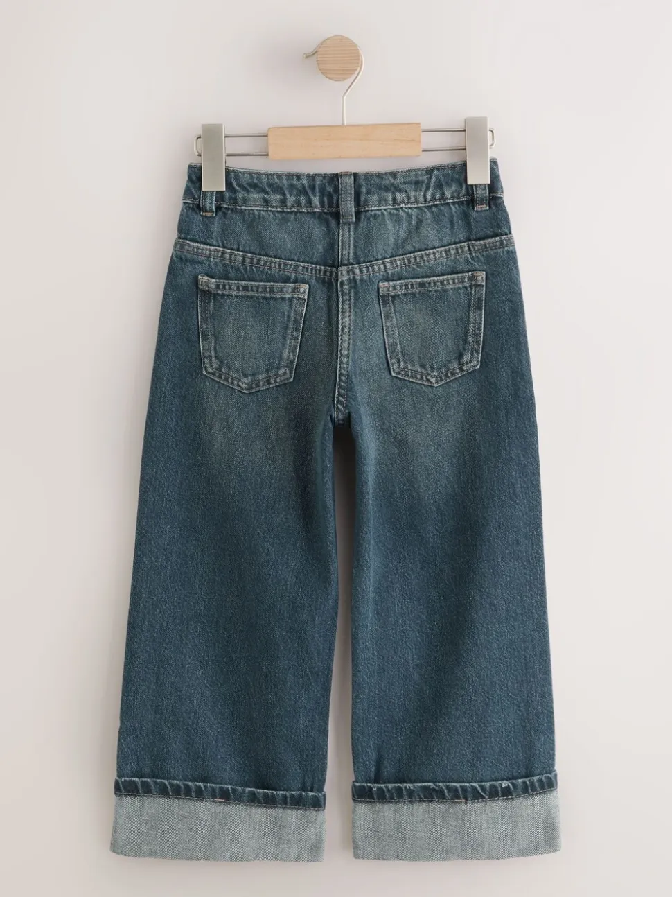 Donkerblauw - Jeans met omgeslagen wijde pijpen (3-16jr)