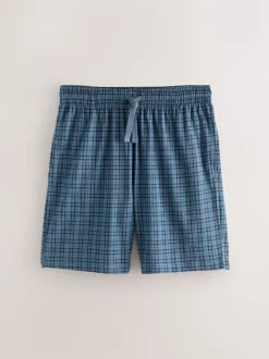 Donkerblauw - Jersey Check Pyjamas Shorts 2 Pack