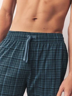 Donkerblauw - Jersey Check Pyjamas Shorts 2 Pack