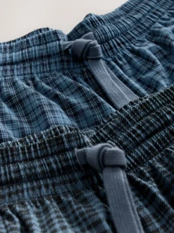 Donkerblauw - Jersey Check Pyjamas Shorts 2 Pack