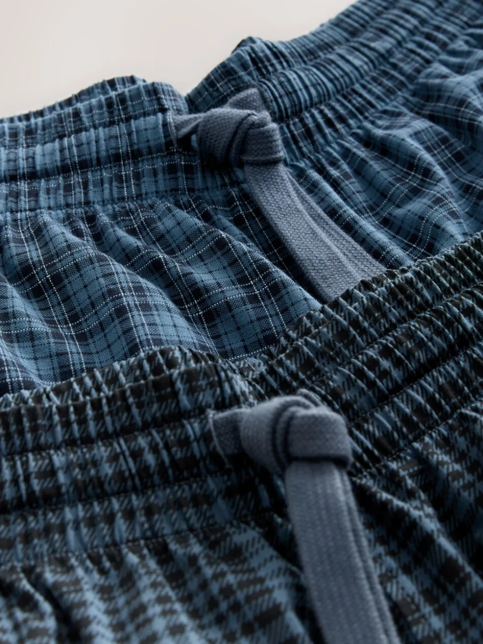Donkerblauw - Jersey Check Pyjamas Shorts 2 Pack