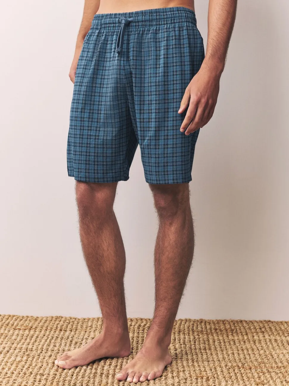 Donkerblauw - Jersey Check Pyjamas Shorts 2 Pack
