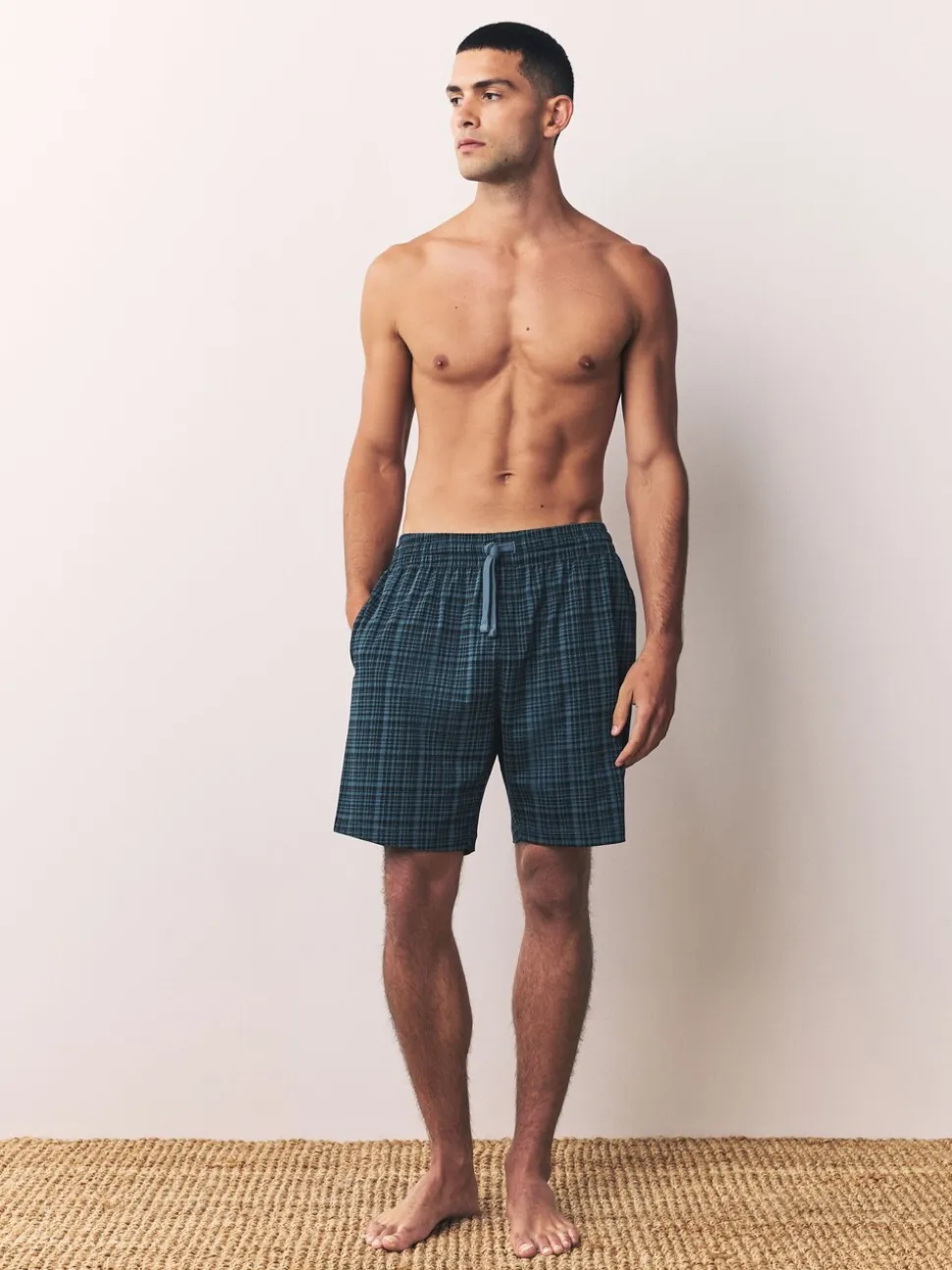 Donkerblauw - Jersey Check Pyjamas Shorts 2 Pack