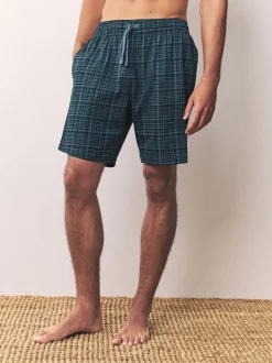 Donkerblauw - Jersey Check Pyjamas Shorts 2 Pack
