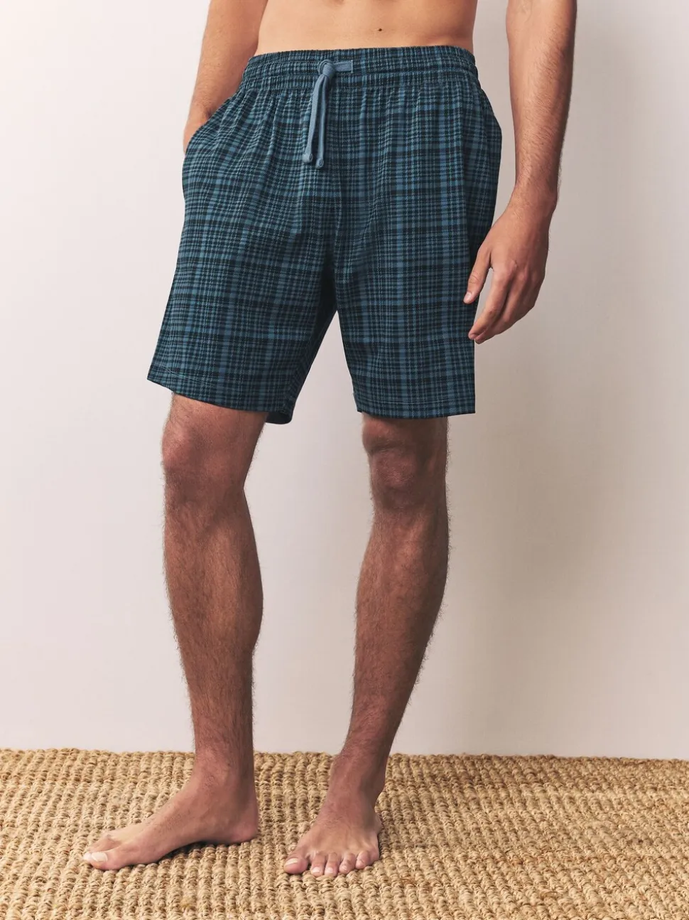 Donkerblauw - Jersey Check Pyjamas Shorts 2 Pack