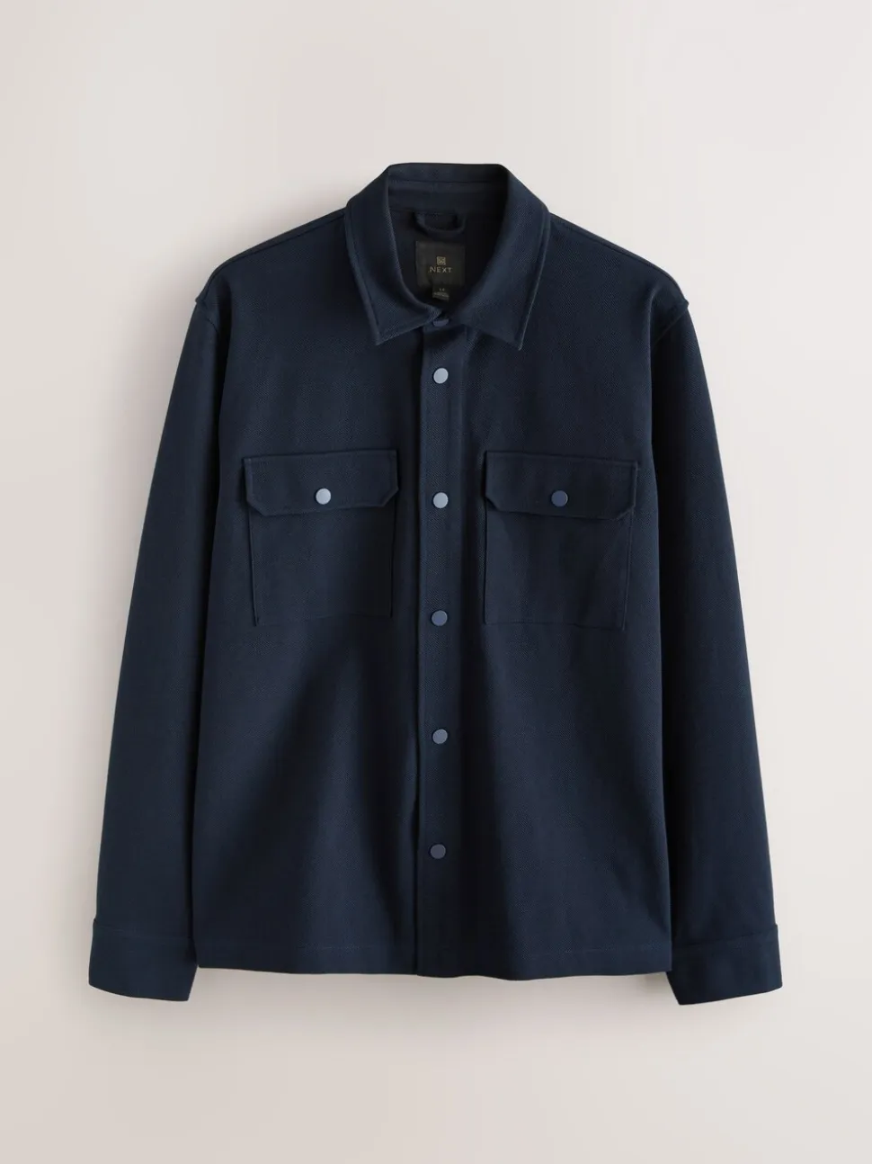 Donkerblauw - Jersey keperstof Overshirt met drukknopen