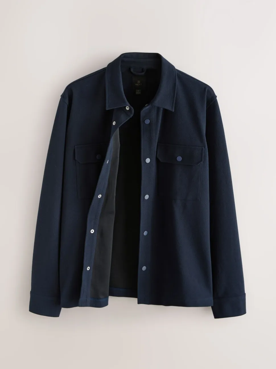 Donkerblauw - Jersey keperstof Overshirt met drukknopen