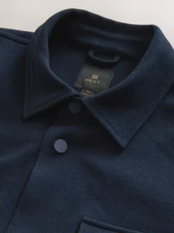 Donkerblauw - Jersey keperstof Overshirt met drukknopen