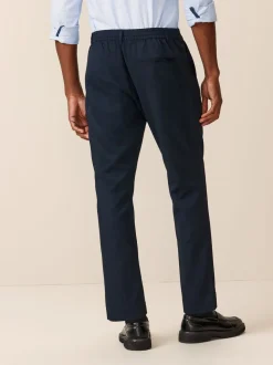Donkerblauw - Joggingbroek met elastische tailleband en effen voorkant