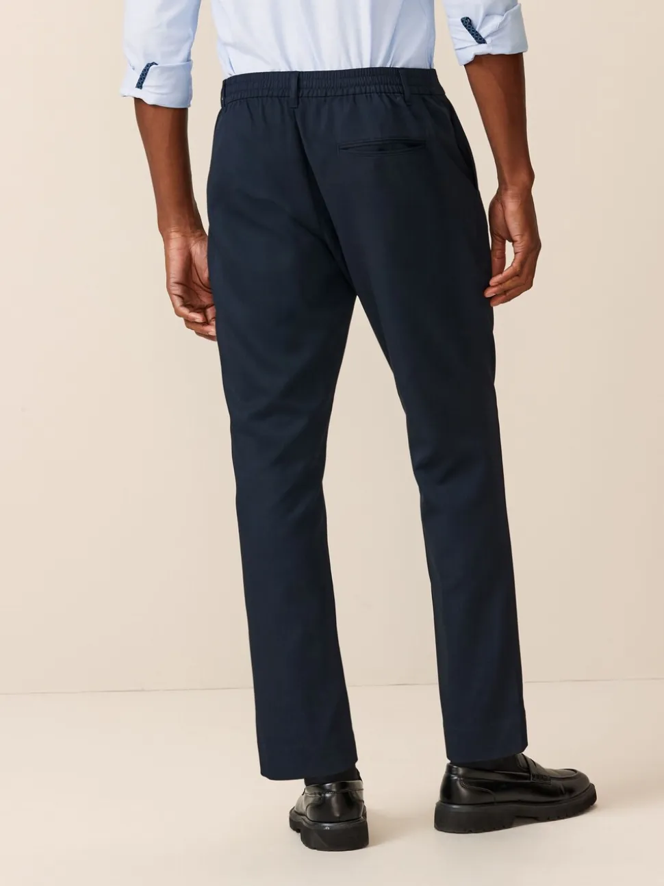 Donkerblauw - Joggingbroek met elastische tailleband en effen voorkant