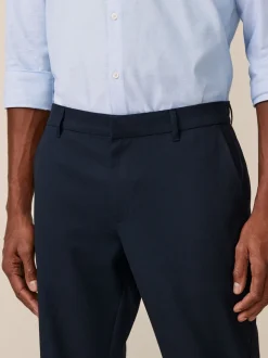 Donkerblauw - Joggingbroek met elastische tailleband en effen voorkant