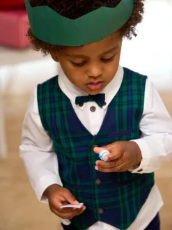Donkerblauw - JoJo Maman Bébé 3-Piece Bow Tie Waistcoat & Shirt Set