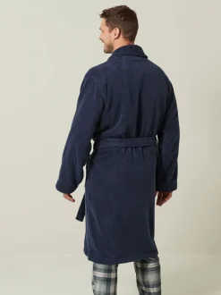 Donkerblauw - Katoenen kamerjas van badstof