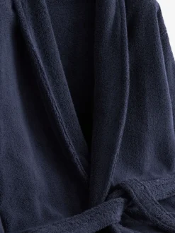 Donkerblauw - Katoenen kamerjas van badstof