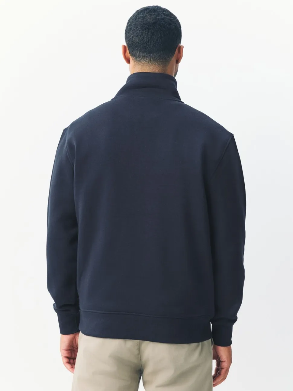 Donkerblauw - Kwartrits - Sweatshirt van jersey met hoog katoengehalte