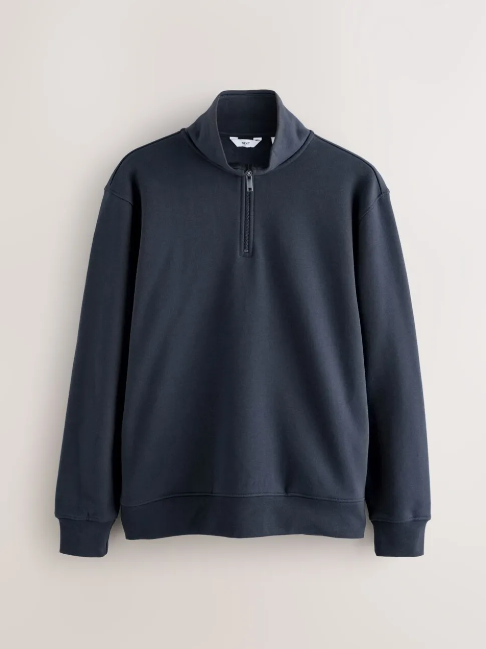 Donkerblauw - Kwartrits - Sweatshirt van jersey met hoog katoengehalte