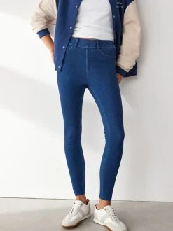 Donkerblauw - Lange jersey denim leggings