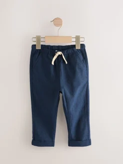 Donkerblauw - Linnen Blend broek met elastische taille (3mnd-7jr)