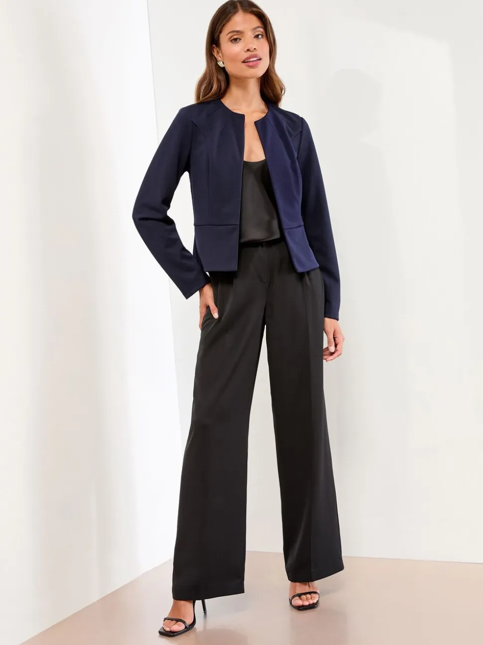 Donkerblauw - Lipsy - Kraagloze korte blazer