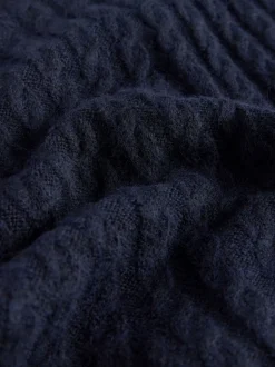 Donkerblauw - Mini-trui-jurk met kabelpatroon