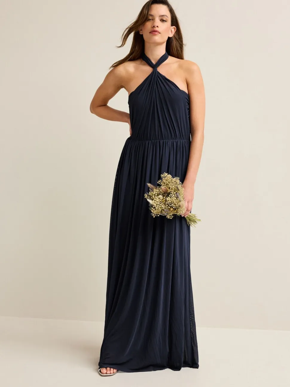 Donkerblauw - Multiway mesh Maxi-jurk voor Bruiloftsgasten