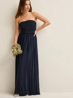 Donkerblauw - Multiway mesh Maxi-jurk voor Bruiloftsgasten