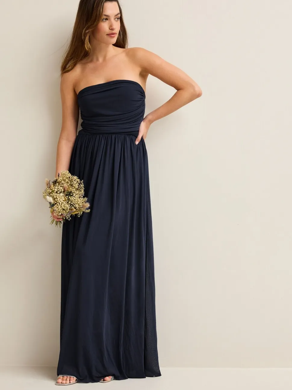 Donkerblauw - Multiway mesh Maxi-jurk voor Bruiloftsgasten