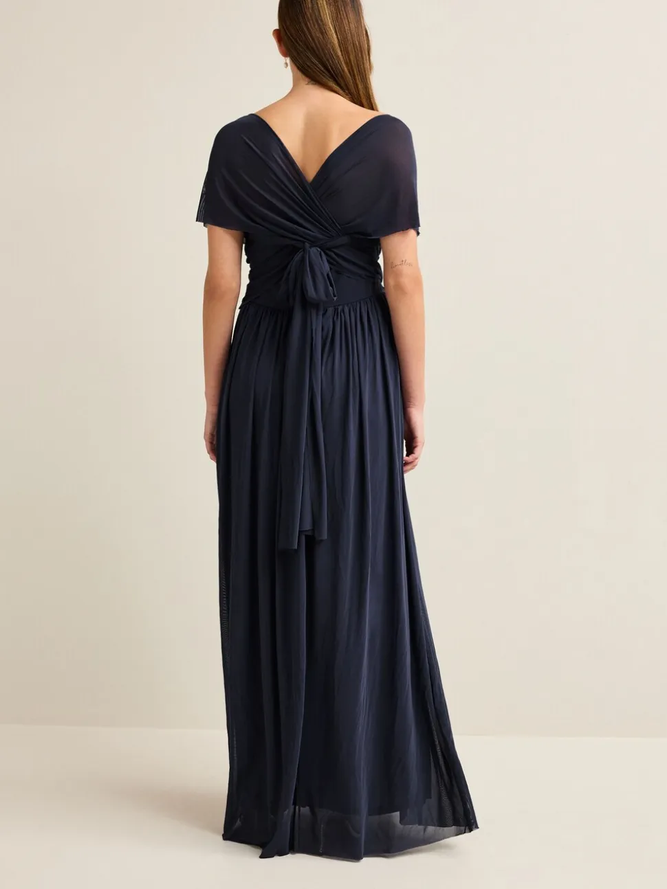 Donkerblauw - Multiway mesh Maxi-jurk voor Bruiloftsgasten