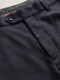 Donkerblauw - Normale Pasvorm - Signature - 100% Wollen broek met Motion Flex-tailleband