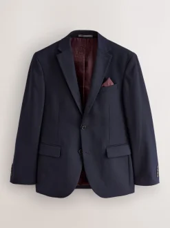 Donkerblauw - Normale Pasvorm - Kostuum met textuur: colbert
