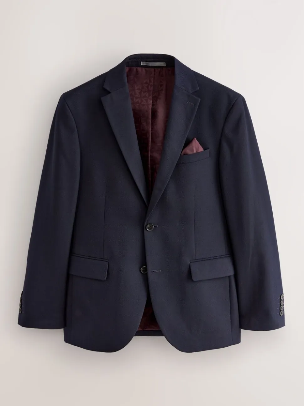 Donkerblauw - Normale Pasvorm - Kostuum met textuur: colbert