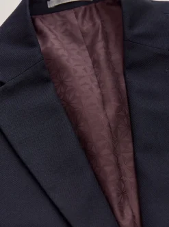 Donkerblauw - Normale Pasvorm - Kostuum met textuur: colbert
